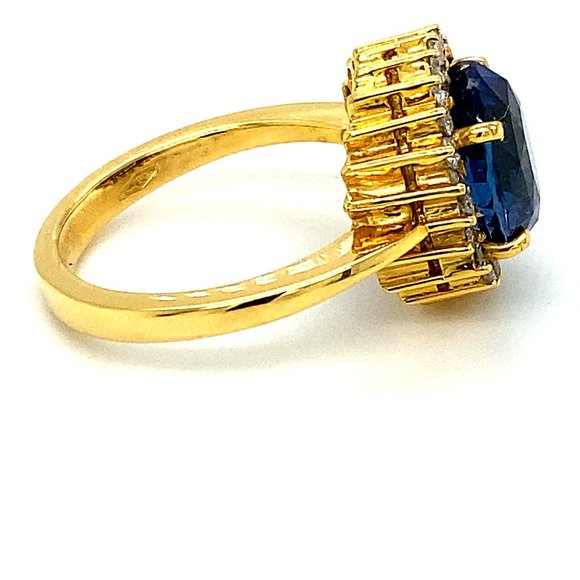 Blue Sapphire 7.00ct Diamonds Solid 18K Gold Ring - Picture 3 of 6